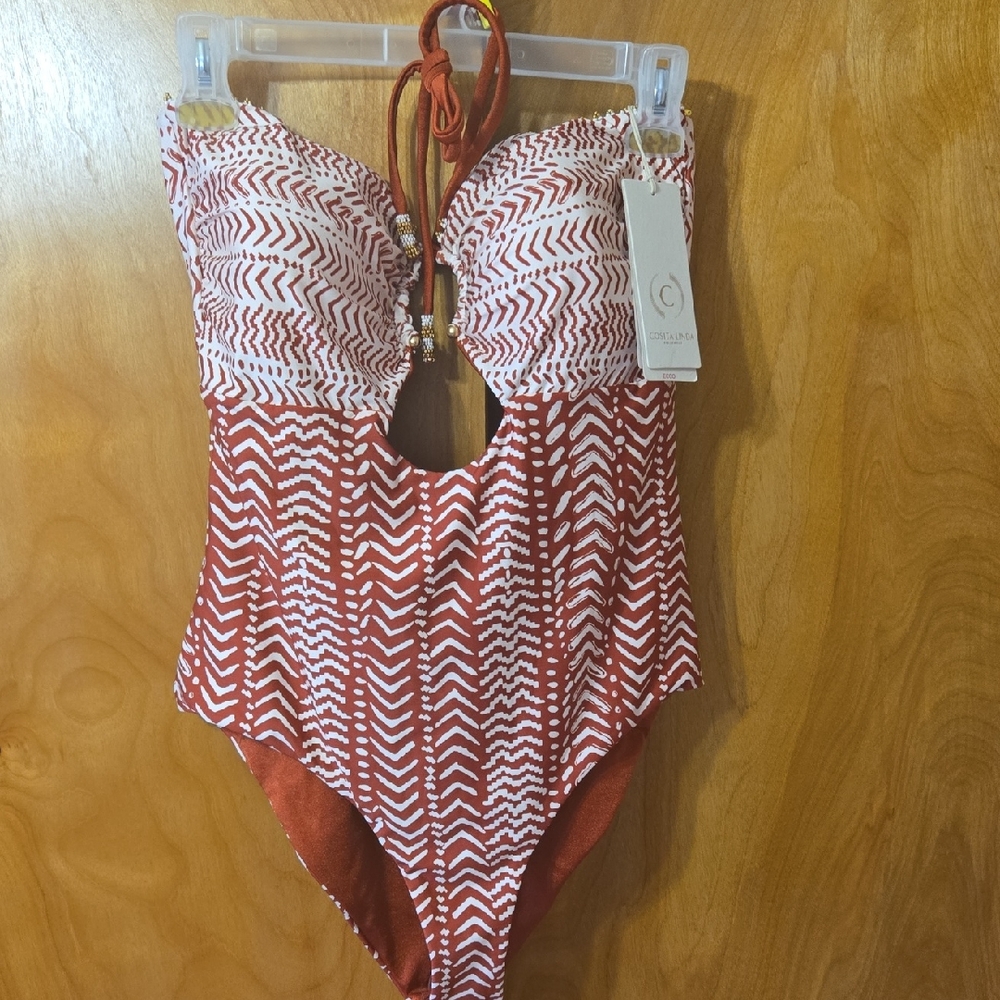 Cosita Linda Chevron One Piece Reversible Swimsuit NWT XL GORGEOUS!